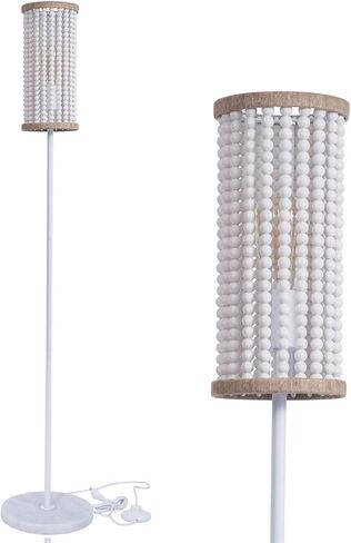 VILUXY Boho Floor Lamp with White Wood Beaded Shade for Bedroom, Living Room, Girl Room 3-Light in Saudi Arabia