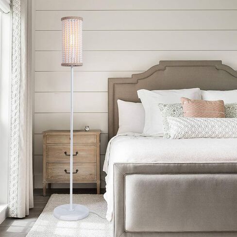 VILUXY Boho Floor Lamp with White Wood Beaded Shade for Bedroom, Living Room, Girl Room 3-Light in Saudi Arabia
