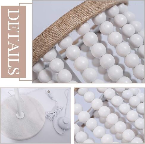 VILUXY Boho Floor Lamp with White Wood Beaded Shade for Bedroom, Living Room, Girl Room 3-Light in Saudi Arabia
