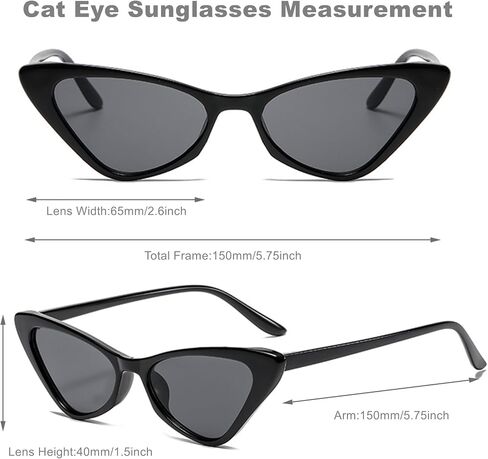 8 Pack Retro Cat Eye Sunglasses Vintage Narrow Cateye Neon Party Glasses Bulk for Women in Saudi Arabia