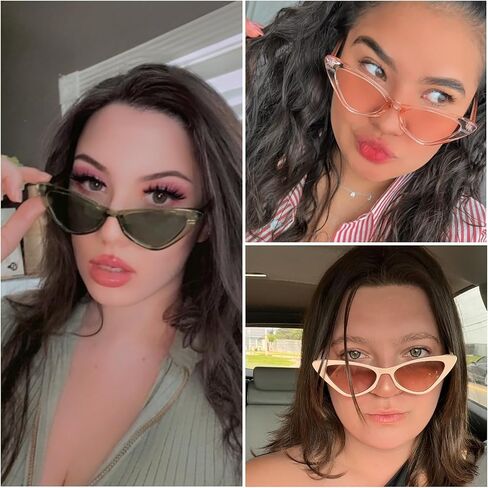 8 Pack Retro Cat Eye Sunglasses Vintage Narrow Cateye Neon Party Glasses Bulk for Women in Saudi Arabia