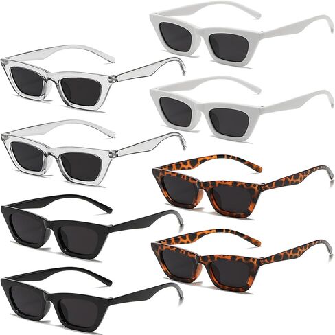 8 Pack Retro Cat Eye Sunglasses Vintage Narrow Cateye Neon Party Glasses Bulk for Women in Saudi Arabia