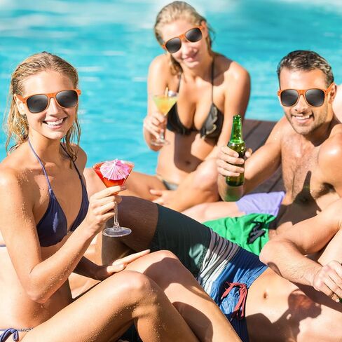 NEBURORA 12 PACK صفراء النيون الشمسية بشكل كبير نظارات الحفلات الملونة للبالغين للرجال in Kuwait