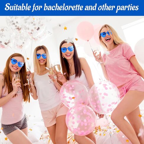 Morcheiong 24 Pack Heart Shaped Sunglasses Frameless Glasses Women Bachelorette Girl Birthday Party Favor Transparent Eyewear in Kuwait