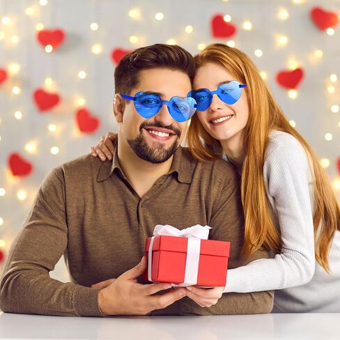 Morcheiong 24 Pack Heart Shaped Sunglasses Frameless Glasses Women Bachelorette Girl Birthday Party Favor Transparent Eyewear in Kuwait