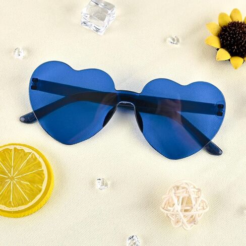 Morcheiong 24 Pack Heart Shaped Sunglasses Frameless Glasses Women Bachelorette Girl Birthday Party Favor Transparent Eyewear in Kuwait