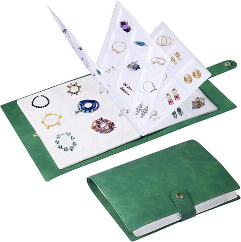 Jewelry Storage Book,Soft PU Leather Travel Jewelry Organizer with Anti-drop Extra Sturdy Transparent Pockets With Write On Label Portable Earrings Album Binder for Ring,Necklace Stud in Saudi Arabia