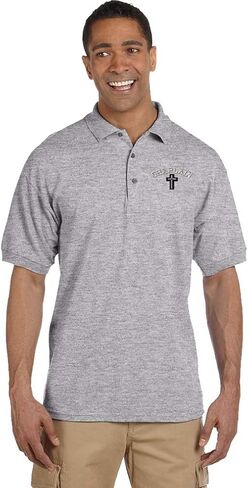 Polo Shirts for Men Cristian Chaplain Cross Embroidery Short Sleeves Golf Tees in Saudi Arabia