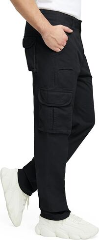 Cargo Pants for Men Multi Pockets Mens Pants Classic Cotton Casual Work Hiking Relaxed Fit Chino Pants in Saudi Arabia