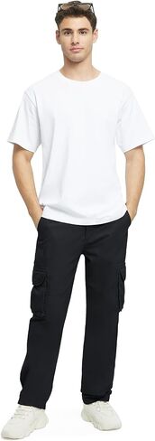 Cargo Pants for Men Multi Pockets Mens Pants Classic Cotton Casual Work Hiking Relaxed Fit Chino Pants in Saudi Arabia