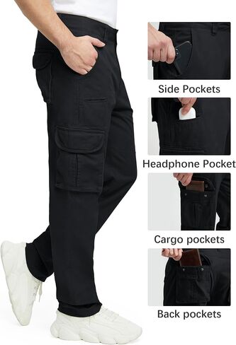 Cargo Pants for Men Multi Pockets Mens Pants Classic Cotton Casual Work Hiking Relaxed Fit Chino Pants in Saudi Arabia