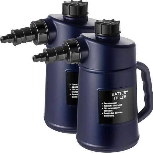 2 Pcs Heavy Duty Battery Filler 2 Quarts Battery Filler with Auto Shut and Drip Free Valve Water Filling Bottles for Golf Cart Automotive Tools Deep Cycle (Double Opening) in Saudi Arabia