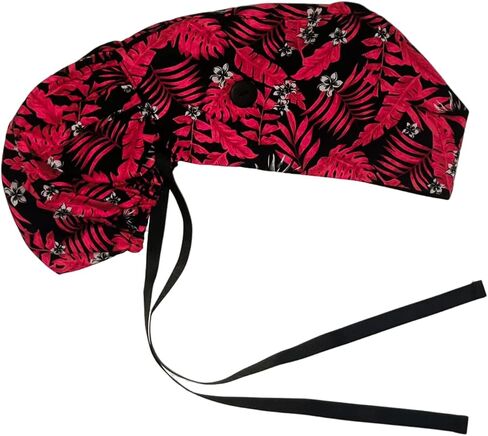 Scrub Cap with Silky Inner - Cotton Hat with Sweatband and Buttons, Adjustable Tie Back Ponytail(Randomly Provide Hair Ring) in Kuwait