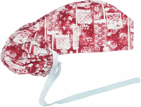 Scrub Cap with Silky Inner - Cotton Hat with Sweatband and Buttons, Adjustable Tie Back Ponytail(Randomly Provide Hair Ring) in Kuwait