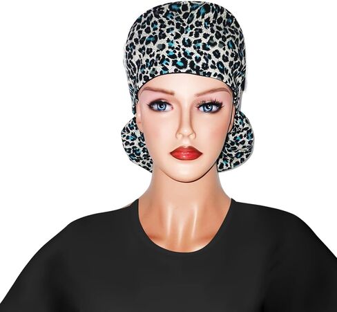 Scrub Cap with Silky Inner - Cotton Hat with Sweatband and Buttons, Adjustable Tie Back Ponytail(Randomly Provide Hair Ring) in Kuwait