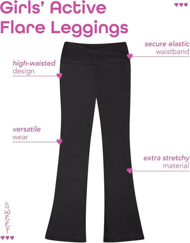 Sweet Hearts Girls Leggings - Athletic Yoga Pants High Waisted Flare Leggings for Girls - Made in USA (Sizes: 5-18) in Saudi Arabia