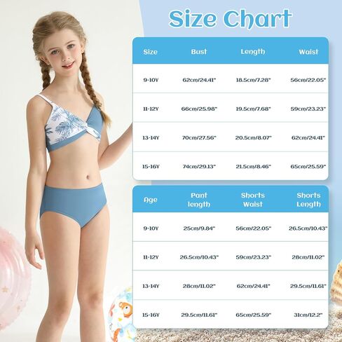 Girls Swimsuits with Shorts Twist Cross Bikini Set Teen Girls Swimming Bathing Suit with Adjustable Shoulder Straps in Saudi Arabia