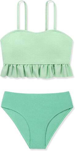 Girls 2 Piece Swimsuits Cute Ruffle Beach Swim Bathing Suits Teen Girls Swimwear Swimming Bikini Set in Saudi Arabia