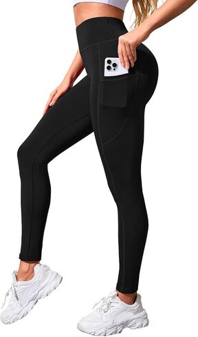 High Waisted Compression Leggings with Pockets for Women Butt Lift Women's Leggings Gym Yoga Workout Pants Tummy Control in Saudi Arabia