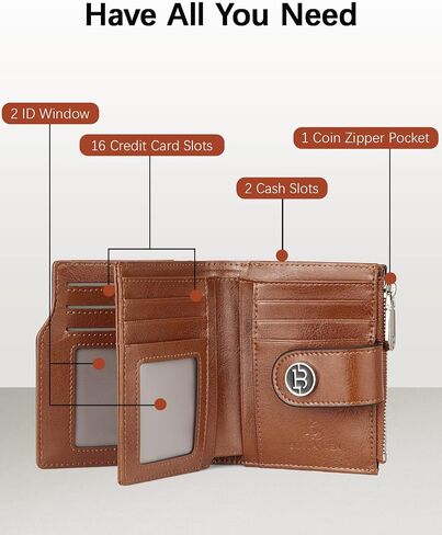 Bostanten Women Leather Wallet محفظة صغيرة RFID حجب Bifold Zipper Pocket Wallet CAST in Kuwait