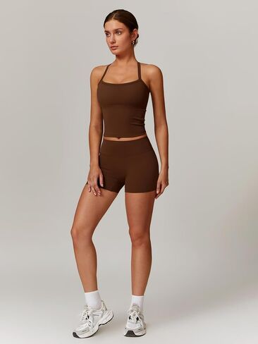 Women's Yoga Outfits Backless Strappy Sports Bra and High waisted hip-lifting shorts Matching workout set in Kuwait