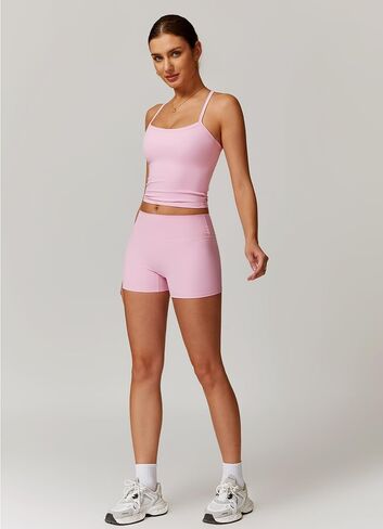 Women's Yoga Outfits Backless Strappy Sports Bra and High waisted hip-lifting shorts Matching workout set in Kuwait