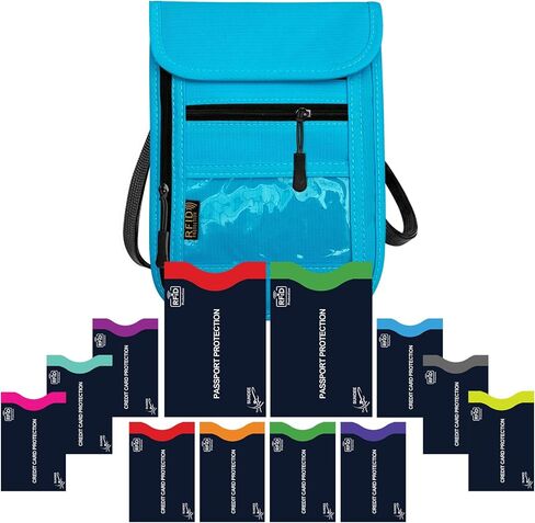 RFID Blocking Travel Neck Wallet Pouch with RFID Blocking Sleeves, Travel Neck Pouch Passport Holder Keep Your Cash, Credit Card for Women & Men - Black in Saudi Arabia