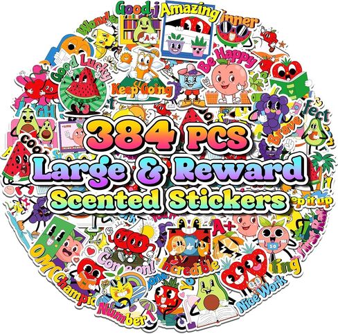 HORIECHALY 240 Pcs 3D Large Food Scratch and Sniff Stickers, Motivational Reward Scented Stickers for Kids & Teachers, Smelly Stickers for Classroom, Birthday, Student Party, School in Saudi Arabia