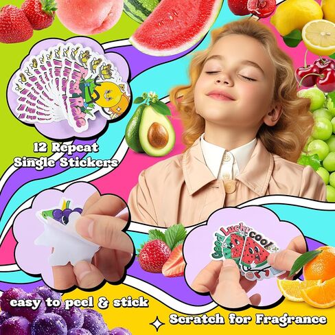 HORIECHALY 240 Pcs 3D Large Food Scratch and Sniff Stickers, Motivational Reward Scented Stickers for Kids & Teachers, Smelly Stickers for Classroom, Birthday, Student Party, School in Saudi Arabia