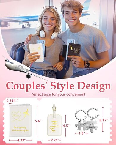 Slohif Mr. and Ms. Passport Holder Targuage Tag Set for Travel - Leather Passport Book Personization Protection Card Sleeve Cover Wallet Case Cases in Kuwait