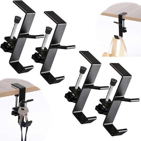 Adjustable Heavy Duty Bag Hook for Table, Desk & Shelf - Clamp-On Purse Hanger Organizer with No Drilling, Perfect for Hanging Purses, Handbags, Backpacks & Accessories in Saudi Arabia