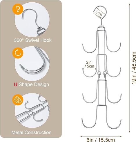 1 Pack Purse Organizer for Closet, 4-Tier Hanging Bag Holder, Silver Metal Closet Organization Purse Hanger Backpack Rack Space Saving Hanger in Saudi Arabia