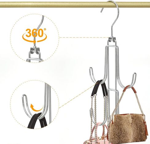 1 Pack Purse Organizer for Closet, 4-Tier Hanging Bag Holder, Silver Metal Closet Organization Purse Hanger Backpack Rack Space Saving Hanger in Saudi Arabia