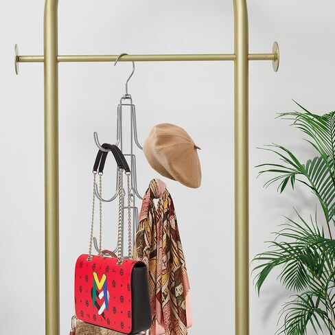 1 Pack Purse Organizer for Closet, 4-Tier Hanging Bag Holder, Silver Metal Closet Organization Purse Hanger Backpack Rack Space Saving Hanger in Saudi Arabia
