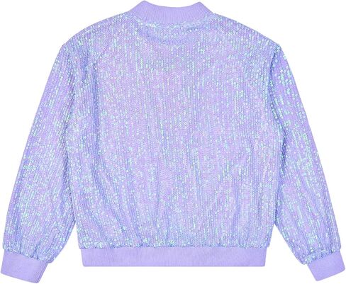 Mirawise Girls Sequin Jacket Kids Bomber Long Sleeve Zip Up Sparkle Clothes Dance Outfit with Pockets 6-13Y in Saudi Arabia