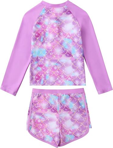 Valcatch Girls Swimsuit Upf 50+ Rash Guard Set zip-up swim Shirt Shirt tankini shorts اثنين in Kuwait