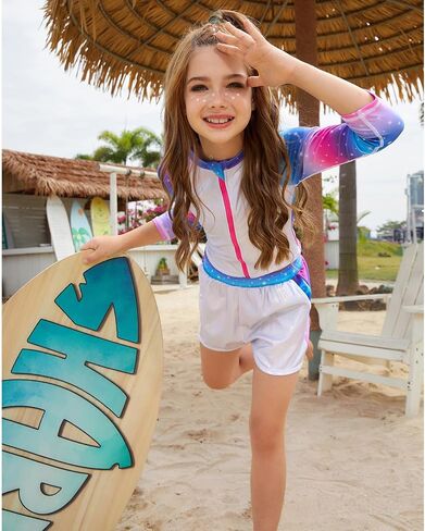 Jxstar Girls 3 Piece Rash Guard Sets Summer Swimsuit Long Sleeve Bathing Suit for 3-12 Years in Saudi Arabia