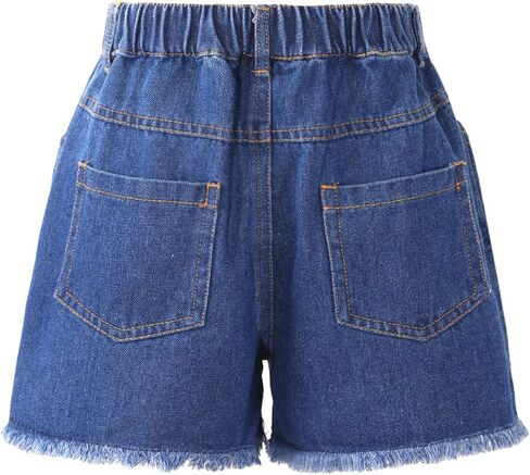 WELAKEN Girl Jean Shorts Rhinestone Ripped Raw Trim Straight Leg High Waist Denim Shorts in Saudi Arabia