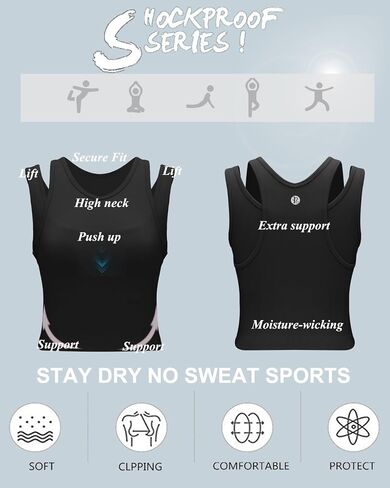 RUNNING GIRL Sports Bras for Women High Impact Seamless Ribbed Longline High Neck Workout Crop Tank Tops Padded in Kuwait