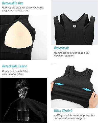 RUNNING GIRL Sports Bras for Women High Impact Seamless Ribbed Longline High Neck Workout Crop Tank Tops Padded in Kuwait