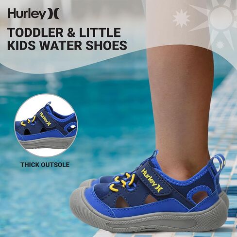 Hurley Kid's Toddlers Water Shoes, Extra Strength Outsole Water Shoes for Boys and Girls, Lightweight Closed Toe Sandals, Beach Shoes with Adjustable Upper-for Outdoors, Water Play and Pool Dylan in Saudi Arabia