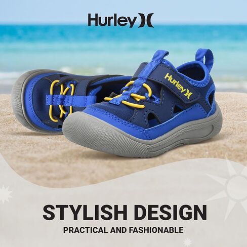 Hurley Kid's Toddlers Water Shoes, Extra Strength Outsole Water Shoes for Boys and Girls, Lightweight Closed Toe Sandals, Beach Shoes with Adjustable Upper-for Outdoors, Water Play and Pool Dylan in Saudi Arabia