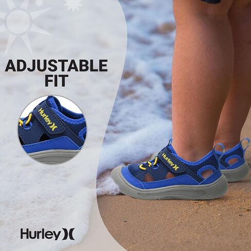 Hurley Kid's Toddlers Water Shoes, Extra Strength Outsole Water Shoes for Boys and Girls, Lightweight Closed Toe Sandals, Beach Shoes with Adjustable Upper-for Outdoors, Water Play and Pool Dylan in Saudi Arabia