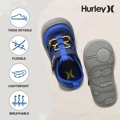 Hurley Kid's Toddlers Water Shoes, Extra Strength Outsole Water Shoes for Boys and Girls, Lightweight Closed Toe Sandals, Beach Shoes with Adjustable Upper-for Outdoors, Water Play and Pool Dylan in Saudi Arabia