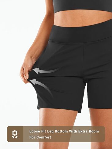 ALLZERO Feel Fit™ Women's Bermuda Shorts 6" with Zip Pockets High Waisted Yoga Shorts Athletic Running Workout in Saudi Arabia