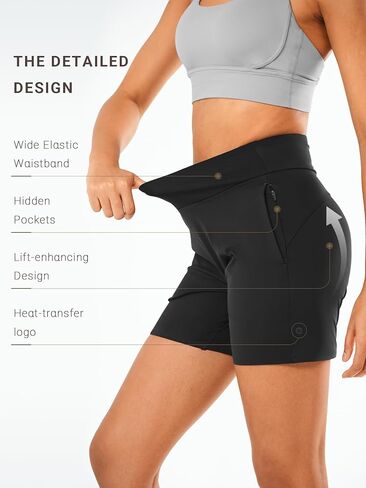 ALLZERO Feel Fit™ Women's Bermuda Shorts 6" with Zip Pockets High Waisted Yoga Shorts Athletic Running Workout in Saudi Arabia