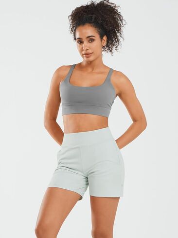 ALLZERO Feel Fit™ Women's Bermuda Shorts 6" with Zip Pockets High Waisted Yoga Shorts Athletic Running Workout in Saudi Arabia