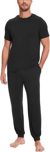 Bamboo Viscose Men's Pajama Sets Short Sleeve Solid Color Soft Lounge Set in Saudi Arabia