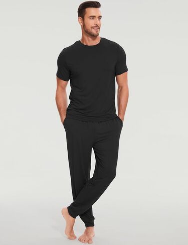 Bamboo Viscose Men's Pajama Sets Short Sleeve Solid Color Soft Lounge Set in Saudi Arabia