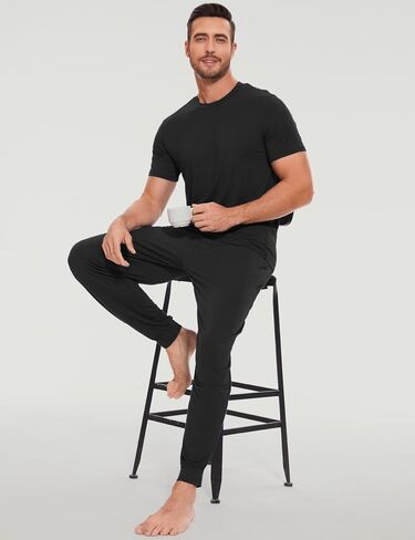 Bamboo Viscose Men's Pajama Sets Short Sleeve Solid Color Soft Lounge Set in Saudi Arabia